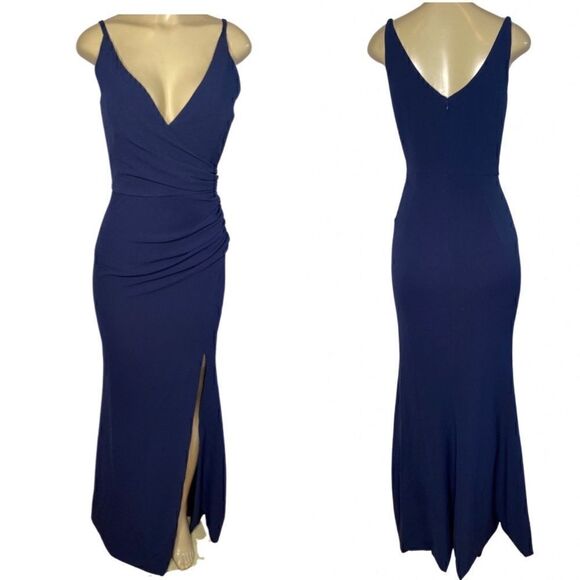 Dress The Population Jordan Ruched Side Slit Gown NWOT - Picture 2 of 9